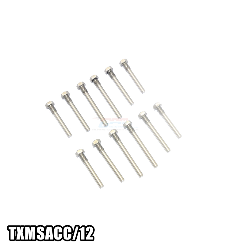 STAINLESS STEEL FRONT+REAR SUSPENSION SCREW PIN SET TXMSACC/12 FOR 1/10 TRAXXAS MAXX 4WD MONSTER TRUCK 89076-4